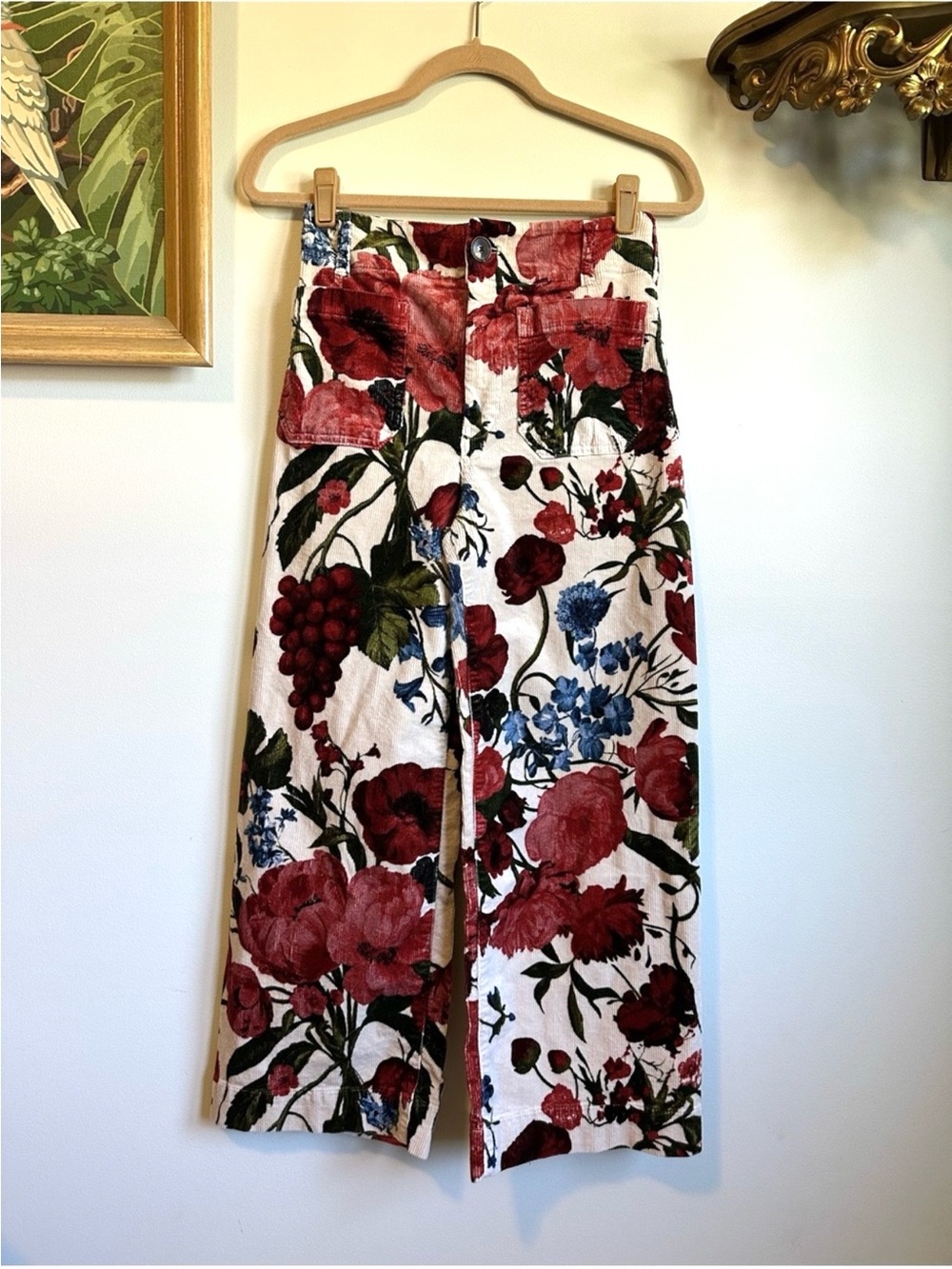Anthropologie Maeve The Colette Corduroy Floral Pants Womens 26 - Picture 1 of 6